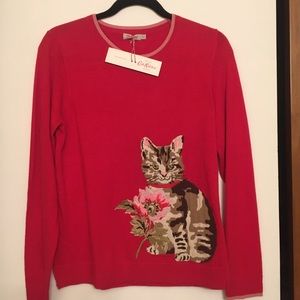 NWT Cath Kidston Cat and Flowers Jumper (sweater)